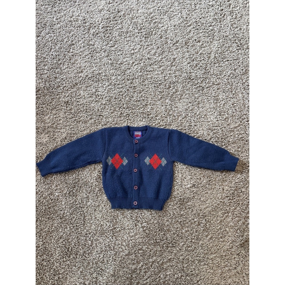 Vintage 90s Donmoor Crewneck Preppy Sweater Boys Size 18 Mos Blue Red